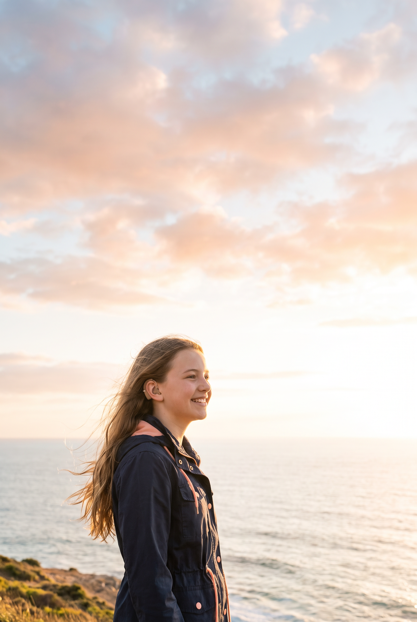 Curriculum context: Practical support that respects her growing independence. Ascend makes room for honest questions, useful tools, and the confidence and resilience to meet changing friendships, expectations, and choices with steadiness. A teenage girl looking toward a bright coastal morning horizon